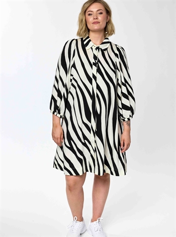 Gozzip - Wilma Kjole, Offwhite/Sort Striber